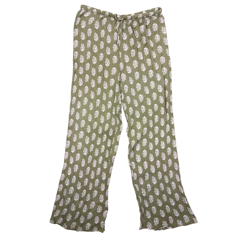 Patrons of Peace Womens S Olive Green Floral Rayon Wide Leg Boho Pants J2233F01